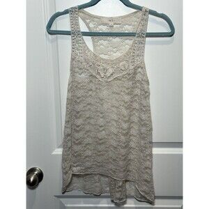 White Lace Tank Top‎ Large WR L Racerback Shirt Blouse